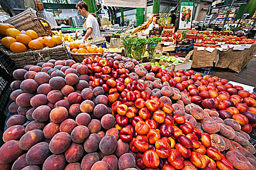 英格兰,伦敦,南华克,博罗市场,展示,桃,油桃
