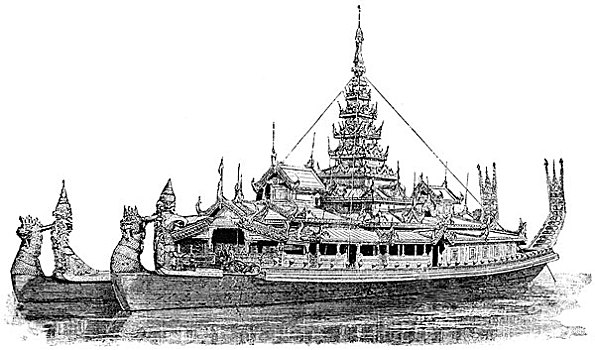 驳船,国王,缅甸,古典,公文包,原始,世界,铁路,插画