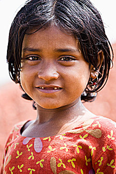 肖像,孟加拉人,女孩,达卡,孟加拉