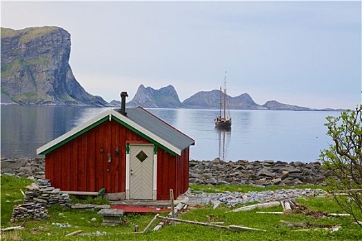 捕鱼,小屋,挪威