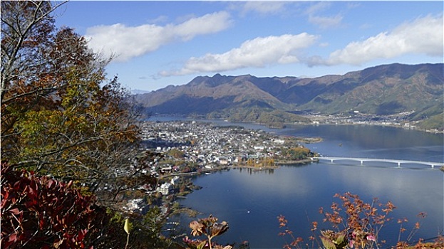 富士山,樱花,湖,效用,使用