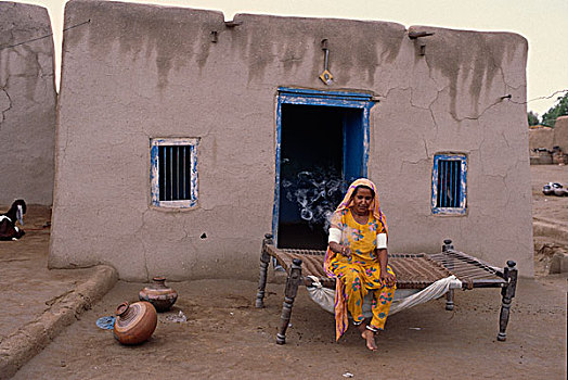 香烟,乡村,信德省,省,巴基斯坦,四月,2005年