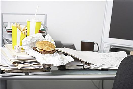 快餐,書桌,辦公室