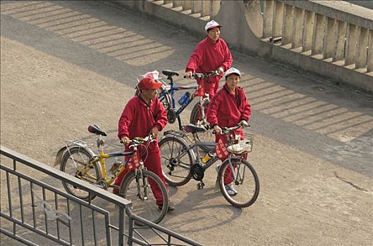 中国人,推,自行车,上方,葛洲坝,锁,靠近,宜昌,中国