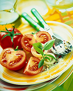 西红柿,罗勒,沙拉