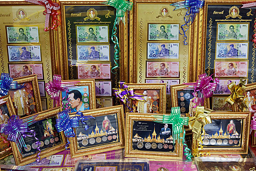 国王,货币,硬币,纪念品,金色,曼谷,泰国,亚洲