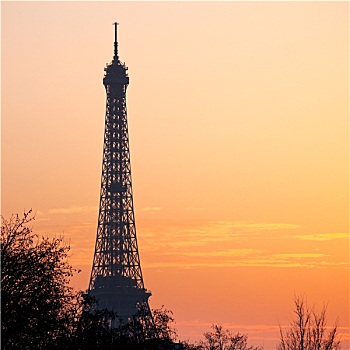 埃菲尔铁塔,巴黎,日落