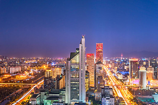 北京东四环cbd建筑夜景