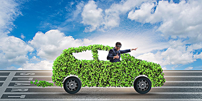 商务人士,绿色,电动汽车,概念