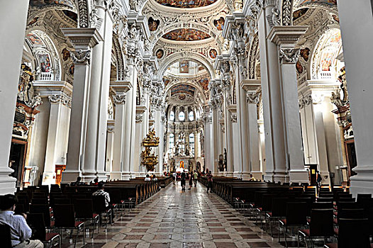 室内,大教堂,帕绍,巴伐利亚,德国,欧洲