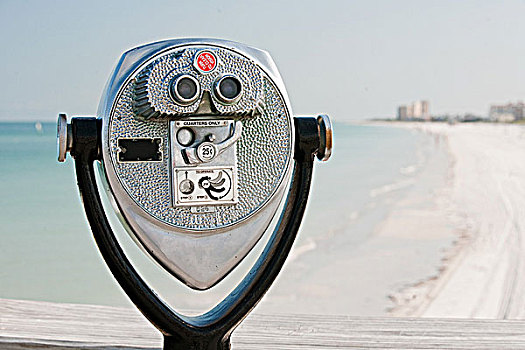 投币设备,双筒望远镜,海岸,清水,佛罗里达
