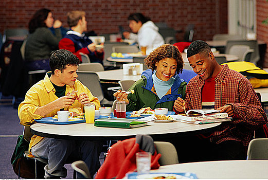 学生,吃饭,午餐,自助餐厅