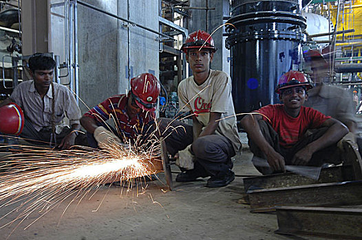 工人,焊接,工作,煤矿,孟加拉,十月,2005年