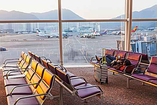 中国,香港,香港国际机场,候机楼,座椅