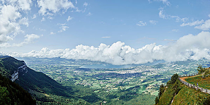 远景,湖,上面,攀升,法国阿尔卑斯山,法国