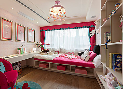卧室儿童房,粉色,少女心空间