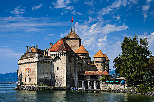 城堡,日内瓦湖,瑞士