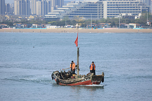 山东省日照市,渔民驾船顺利回港,渔码头熙熙攘攘就像赶大集