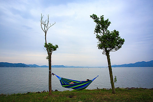 东钱湖,水岸,湖畔,休闲,风,山水