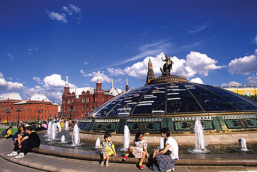 俄罗斯,莫斯科,马涅什纳亚广场,喷泉