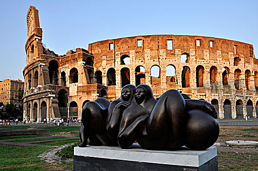 铜像,情侣,罗马角斗场,罗马,拉齐奥,意大利,欧洲