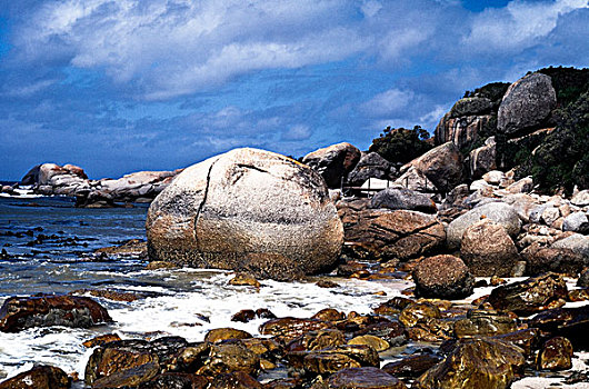 漂石,海滩,好望角,南非