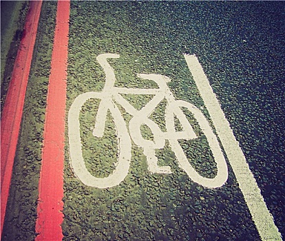 复古,看,自行车道,标识