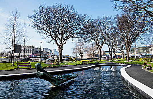 喷泉,纪念公园,都柏林,爱尔兰