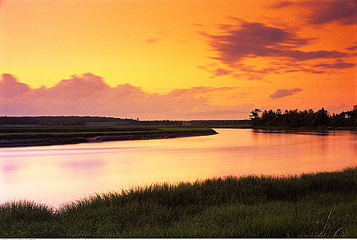 日落,河,新斯科舍省,加拿大