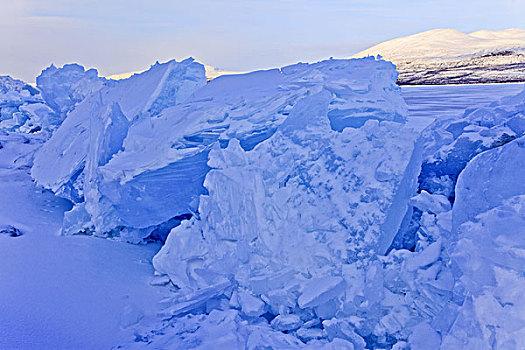 瑞典,北方,拉普兰,湖,浮冰,冰层