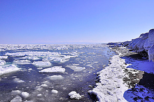 浮冰,北滨车站,海岸