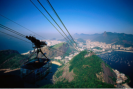 有轨电车,攀登,甜面包山,里约热内卢,巴西,南美