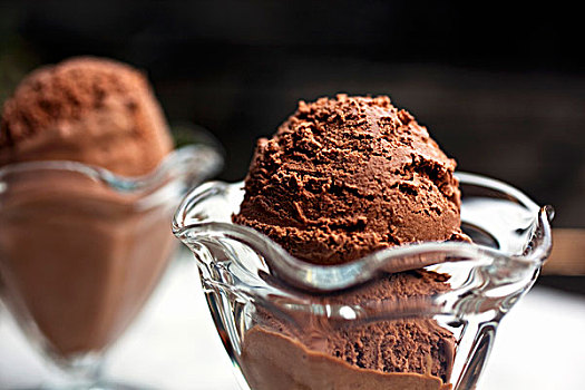玻璃碗,巧克力冰淇淋
