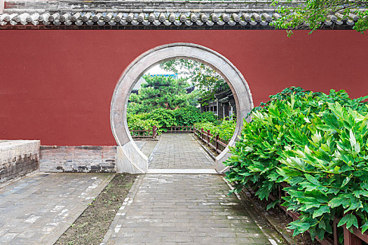 山西省太原市晋祠十方奉圣禅寺园林门古建筑景观