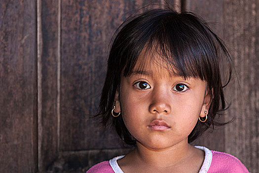 女孩,部落,头像,乡村,卡劳,掸邦,缅甸,亚洲