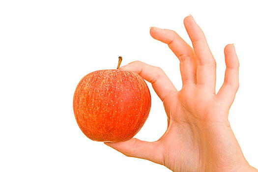 手,展示,ok,手势,红苹果