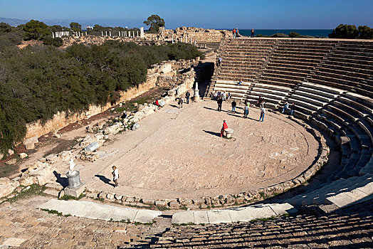 圆形剧场,遗迹,古城,意大利腊肠,北方,塞浦路斯,欧洲