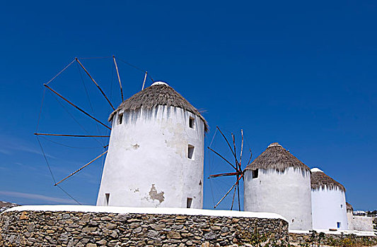 风车,米克诺斯岛,基克拉迪群岛,希腊,欧洲