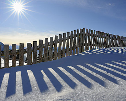 围栏,雪,提洛尔,奥地利