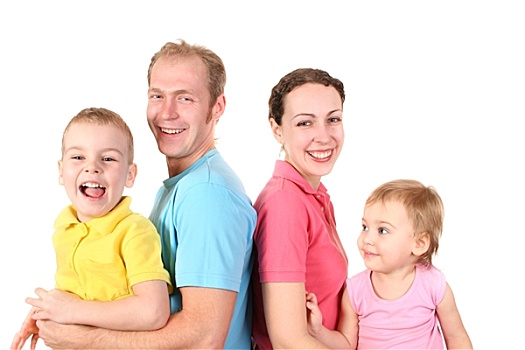 彩色,衬衫,家庭,四个