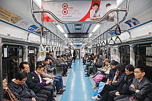 韩国,首尔,通勤,地铁,车厢