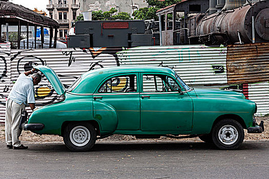 老爷车,20世纪40年代,哈瓦那,古巴,北美