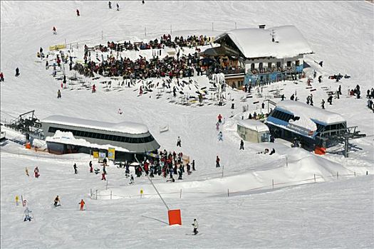 高山,滑雪缆车,车站,提洛尔,奥地利