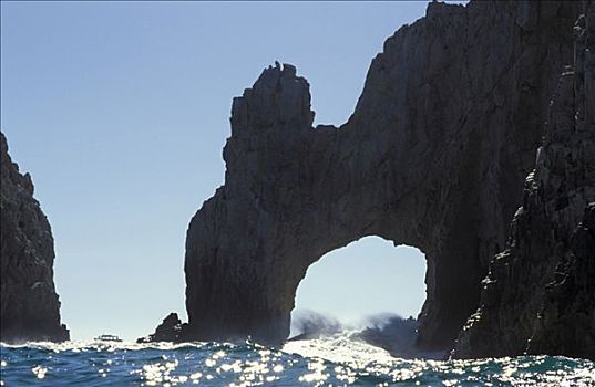 碰撞,下方,石头,拱形,悬崖,卡波圣卢卡斯,北下加利福尼亚州,墨西哥