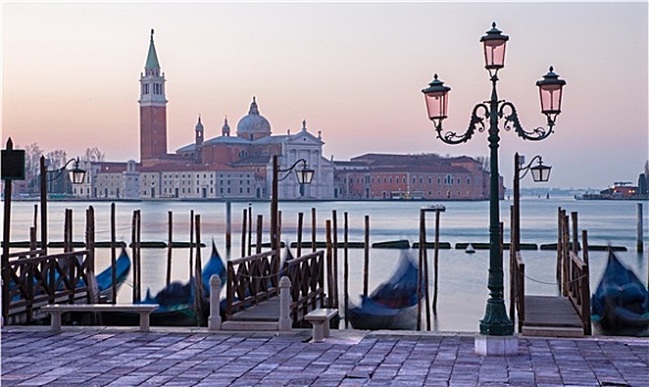 威尼斯,水岸,圣马克,广场,圣乔治奥,马焦雷湖,教堂,背景,晨光