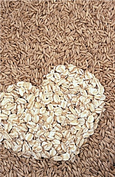 燕麦,种子,心形,背景