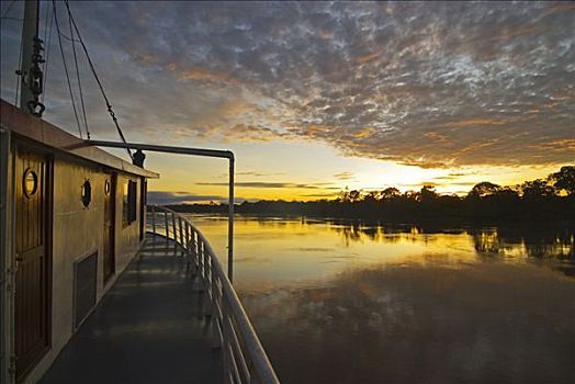 秘鲁,亚马逊河,日出,小船,河,支流