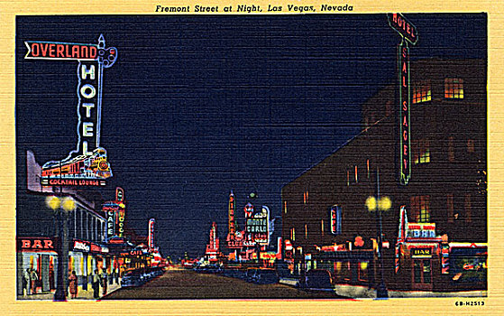 街道,夜晚,拉斯维加斯,明信片