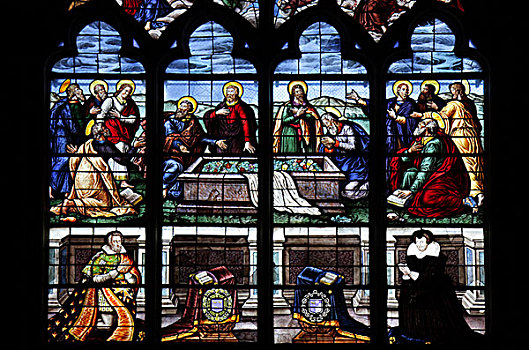 彩色玻璃窗,圣徒,博格斯,大教堂,中心,法国,欧洲