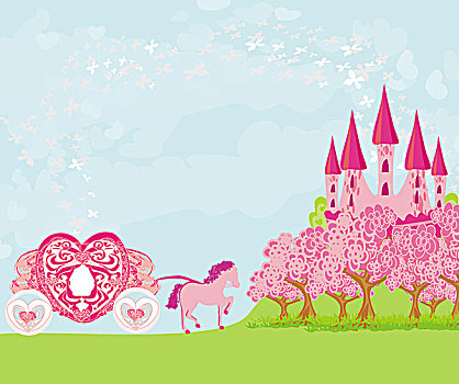 漂亮,童话,粉色,城堡